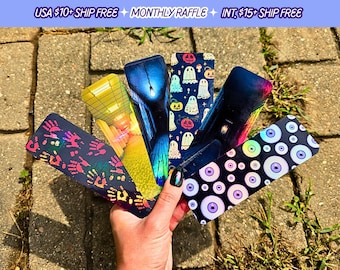 Halloween Bookmarks Fall Autumn Spooky Horror Gothic Handmade Holographic Thick Card Stock