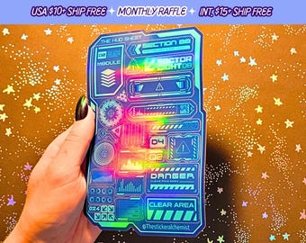 HUD Stickerbogen Holografisch Vinyl Computer PC Tech Cyberpunk Sticker Bogen Handgemacht