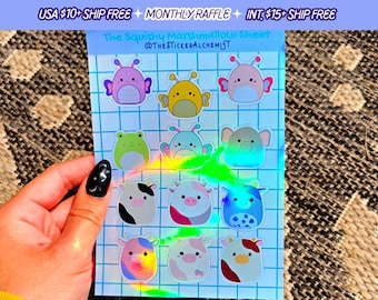 Squishmallow Squishy Marshmallow Plushies Handmade Vinyl Sticker Sheet