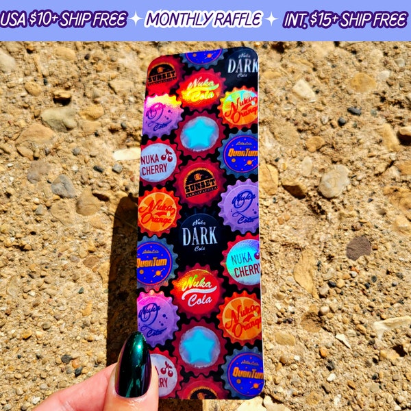 Fallout Bottle Caps Holographic Bookmark Handmade Nuka Cola Sunset Sarsparilla Video Game Bookmarks Thick Card Stock