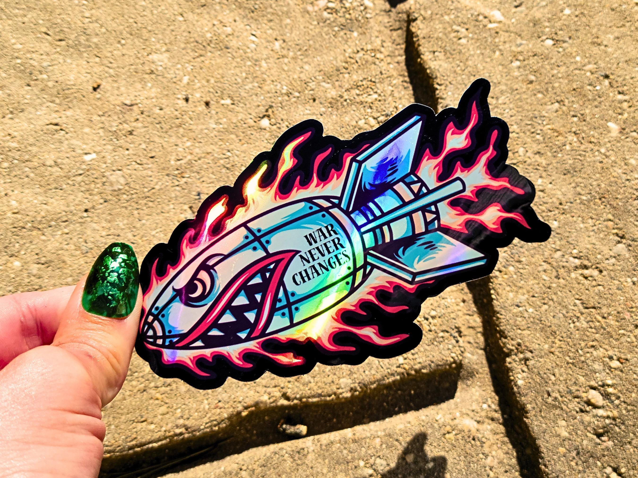 Nuke Button Sticker Fallout War Never Changes Nuclear Bomb Handmade Holographic Nuke Tattoo ...