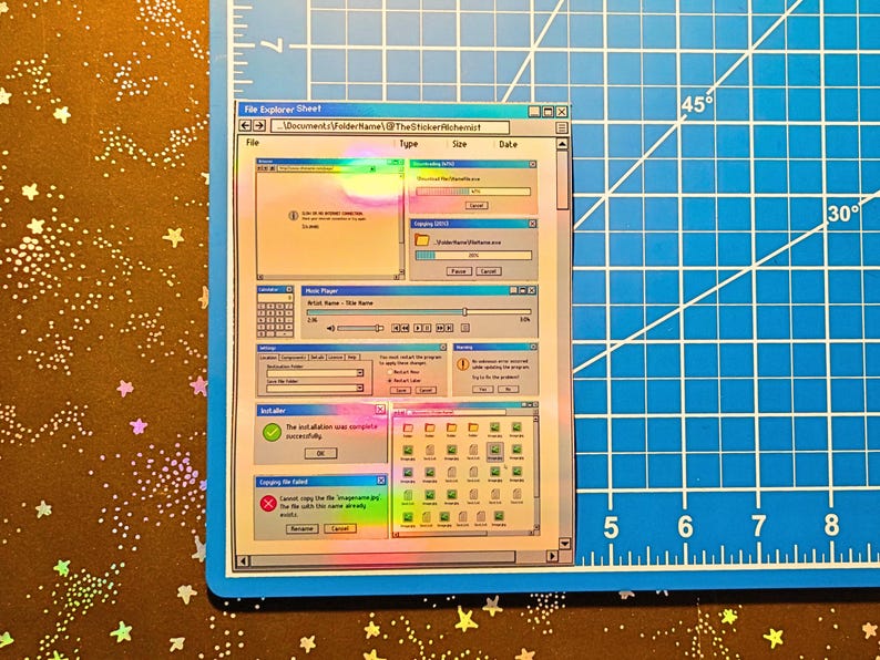 File Explorer Sticker Sheet Holographic Vinyl Computer PC Tech Stickers ...