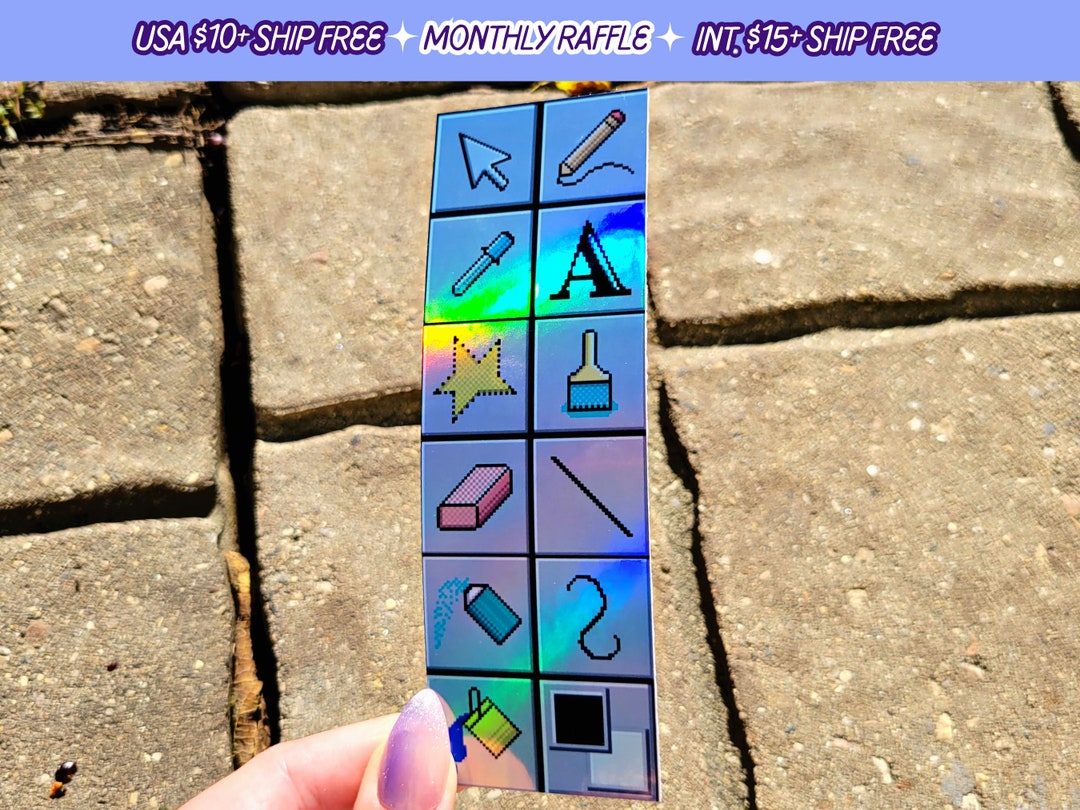 Computer Tool Bar Holographic Bookmark Handmade MS Paint PC Tech Thick ...