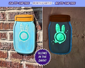 Fairy Jar Glow in the Dark Wall Art Hand Painted Zelda Hanging Wooden Game Room Signs LOZ