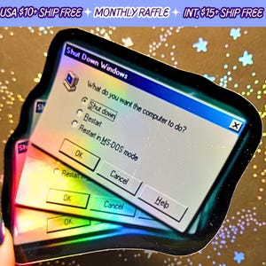 Shut Down Computer Sticker Computer Handmade Holographic PC Vinyl Stickers
