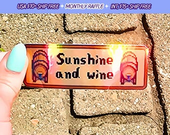 Stardew Valley Sunshine and Wine Quote Sticker Vinyl Decal Stickers