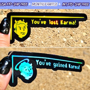 Fallout Karma Lost or Gained Handmade Holographic Vinyl Sticker