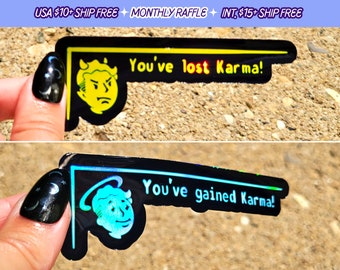 Fallout Karma Lost or Gained Handgemachte holografische Vinyl Aufkleber