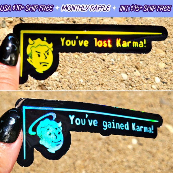 Fallout Karma Lost or Gained Handmade Holographic Vinyl Sticker