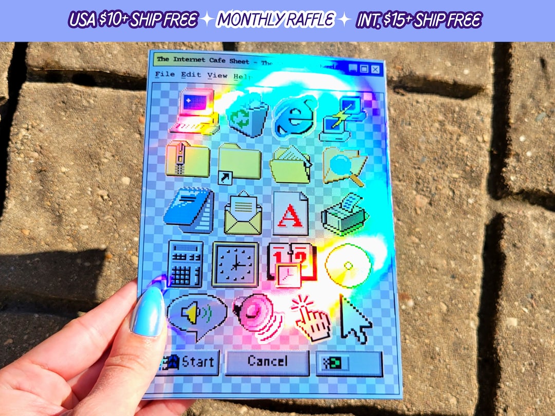 Internet Cafe Sticker Sheet Retro Computer Handmade Vinyl Stickers ...