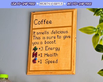 Stardew Valley Coffee Wooden Coffee Bar Sign Handmade Wall Art
