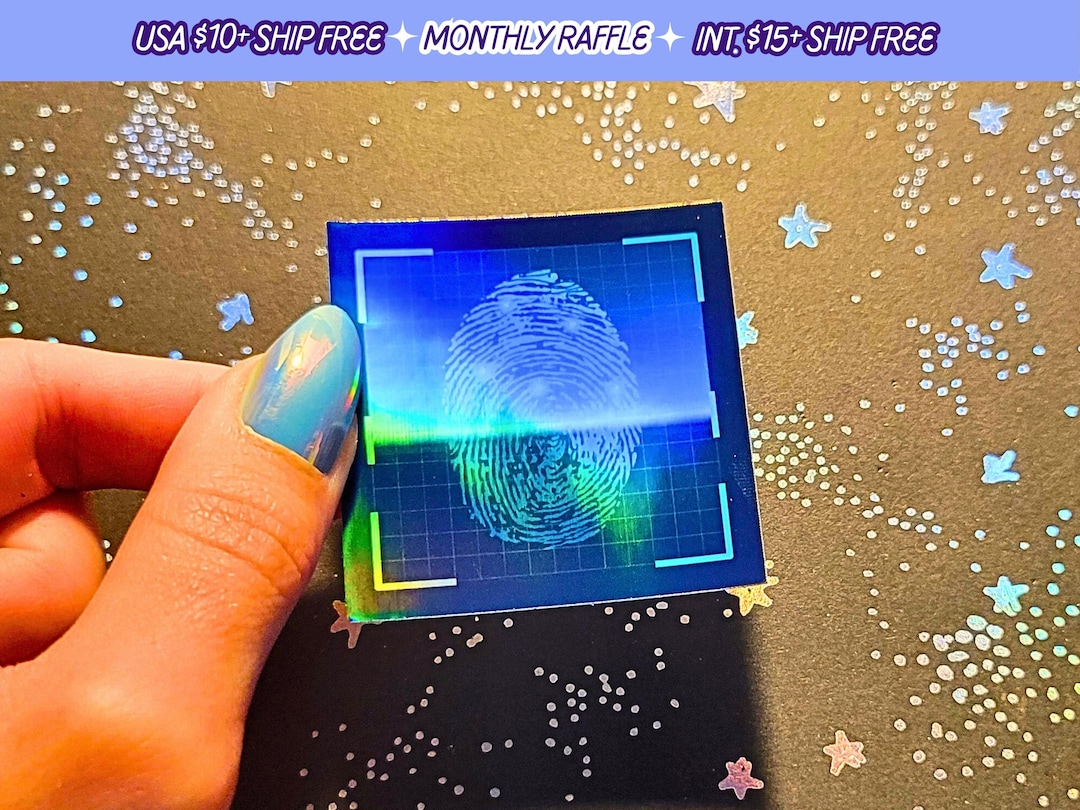 Scanner Sticker Design Fingerprint Scanner Sticker Futuristic Technology Handmade Vinyl ...