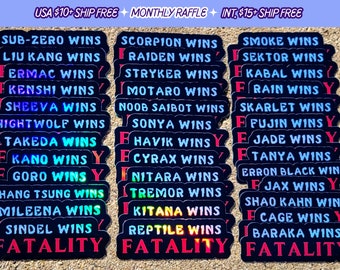 Mortal Kombat Fatality Mensaje inspirado luchadores hechos a mano lucha videojuego vinilo pegatinas