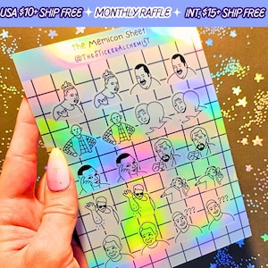 Memicon Sticker Sheet Memes Planner Handmade Holographic Vinyl Meme Funny Goofy Stickers Sheets