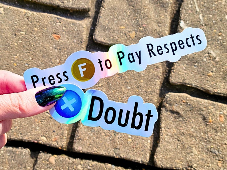 X Doubt Sticker Doubt X Button Sticker Computer Handmade Holographic PC Vinyl Stickers ...