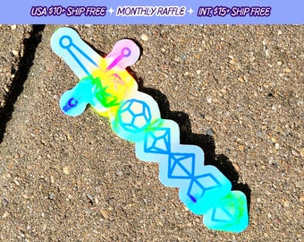 Dungeons and Dragons Dice Sword Decal DND Holographic TTRPG Sticker