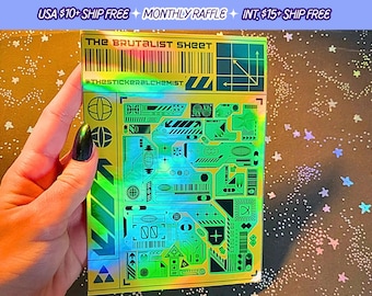 Brutalist Sticker Bogen Holographische Vinyl Roboter Tier Sticker Blätter Handgemacht
