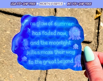 Stardew Valley The Dance of The Moonlight Jellies Zitat Aufkleber Vinyl-Aufkleber Quallen Aufkleber
