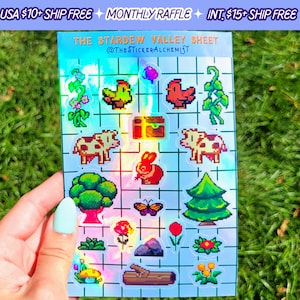 Stardew Valley sticker sheet handmade animals crops farm video game stickers