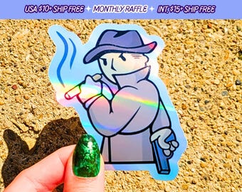 Fallout Mysterious Stranger Sticker Handmade Holographic Vinyl Stickers