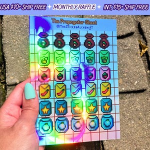 Stardew Valley Propagator Sticker Sheet Holographic Vinyl Stickers Sheets Handmade