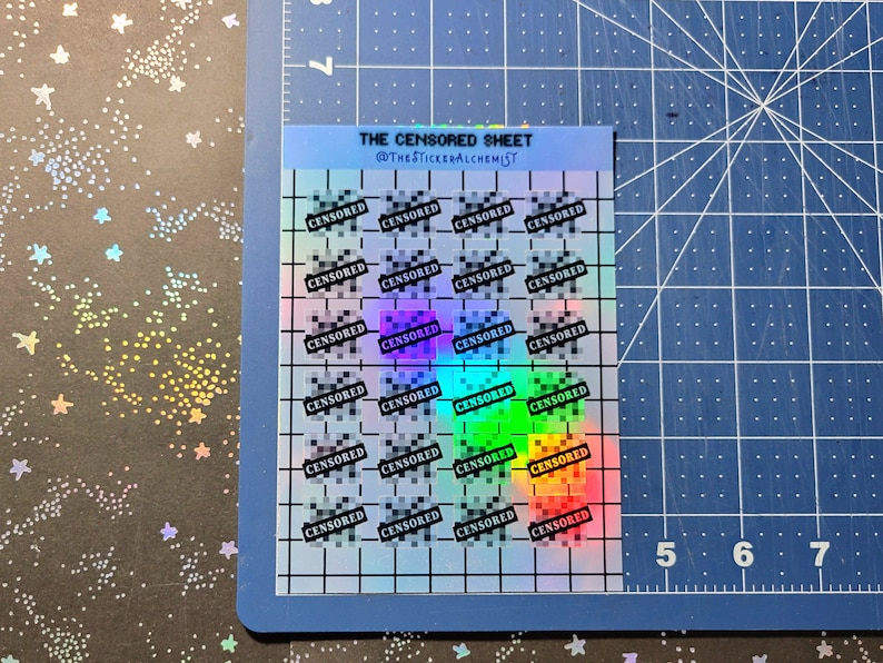 Pixel Censored Handmade Sticker Sheet Holographic Censor Vinyl Sticker ...