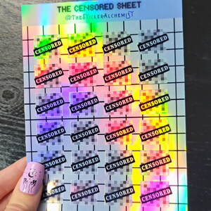 Sticker Beta Censor Pixel Censored Handmade Sticker Sheet Holographic Censor Vinyl Sticker ...