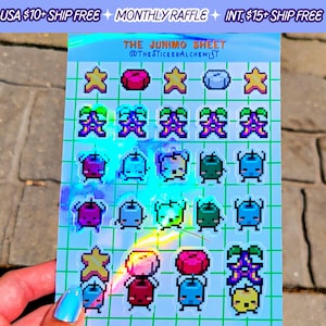 Stardew Valley Junimo Holographic Vinyl Sticker Sheet Handmade