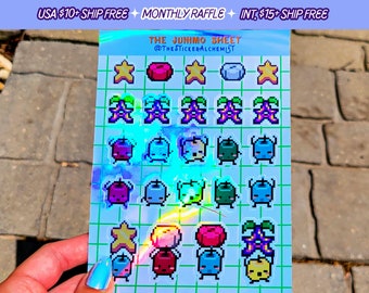 Stardew Valley Junimo Holographic Vinyl Sticker Sheet Handmade