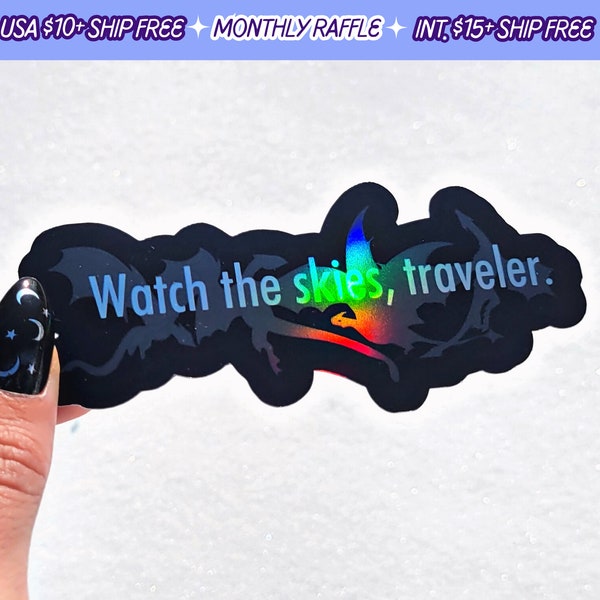 Skyrim Watch The Skies, Traveler Handmade Elder Scrolls Dragons Vinyl Sticker