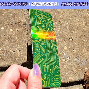 Motherboard Holographic Bookmark Handmade Computer Programming Circuitry Thick Card Stock