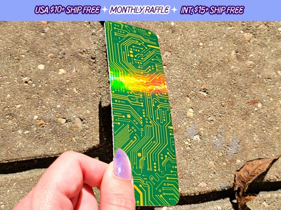 Motherboard Holographic Bookmark Handmade Computer Programming Circuitry Thick Card Stock