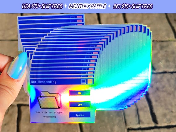 File Not Responding Computer Error Sticker Tech Humor Message Handmade Holographic PC Vinyl Sticker