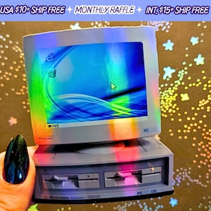 Retro PC Sticker Computer Handmade Holographic Cyber Vaporwave PC Vinyl Stickers