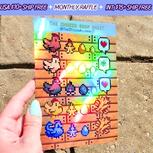 Stardew Valley Chicken Coop Sticker Sheet Holographic Vinyl Video Game Stickers Sheets Handmade