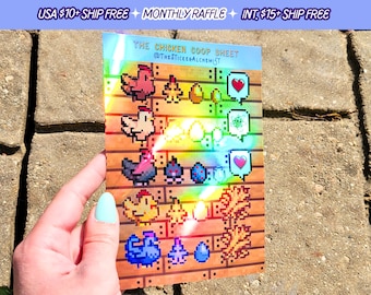 Stardew Valley Hühnerstall Aufkleber Bogen Holographische Vinyl Videospiel Aufkleber Blätter Handgemacht