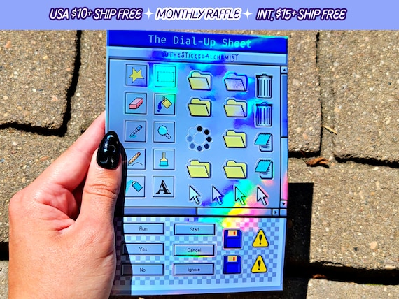 Dial Up Retro Computer Handmade PC Cybercore Y2K Vinyl Sticker Sheet