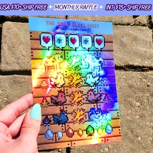 Stardew Valley Barn Babies Sticker Sheet Holographic Vinyl Video Game Stickers Sheets Handmade