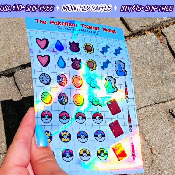 Pokemon Trainer Pokeball Planner Handmade Sticker Sheet