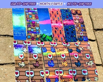 Stardew Valley Lesezeichen Holographische Handgefertigte Dicke Karte Lager Videospiel Lesezeichen Kuh Hühner Bauernhof