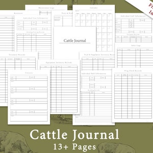 Cattle Journal | Calving Records | Printable & Fillable PDF