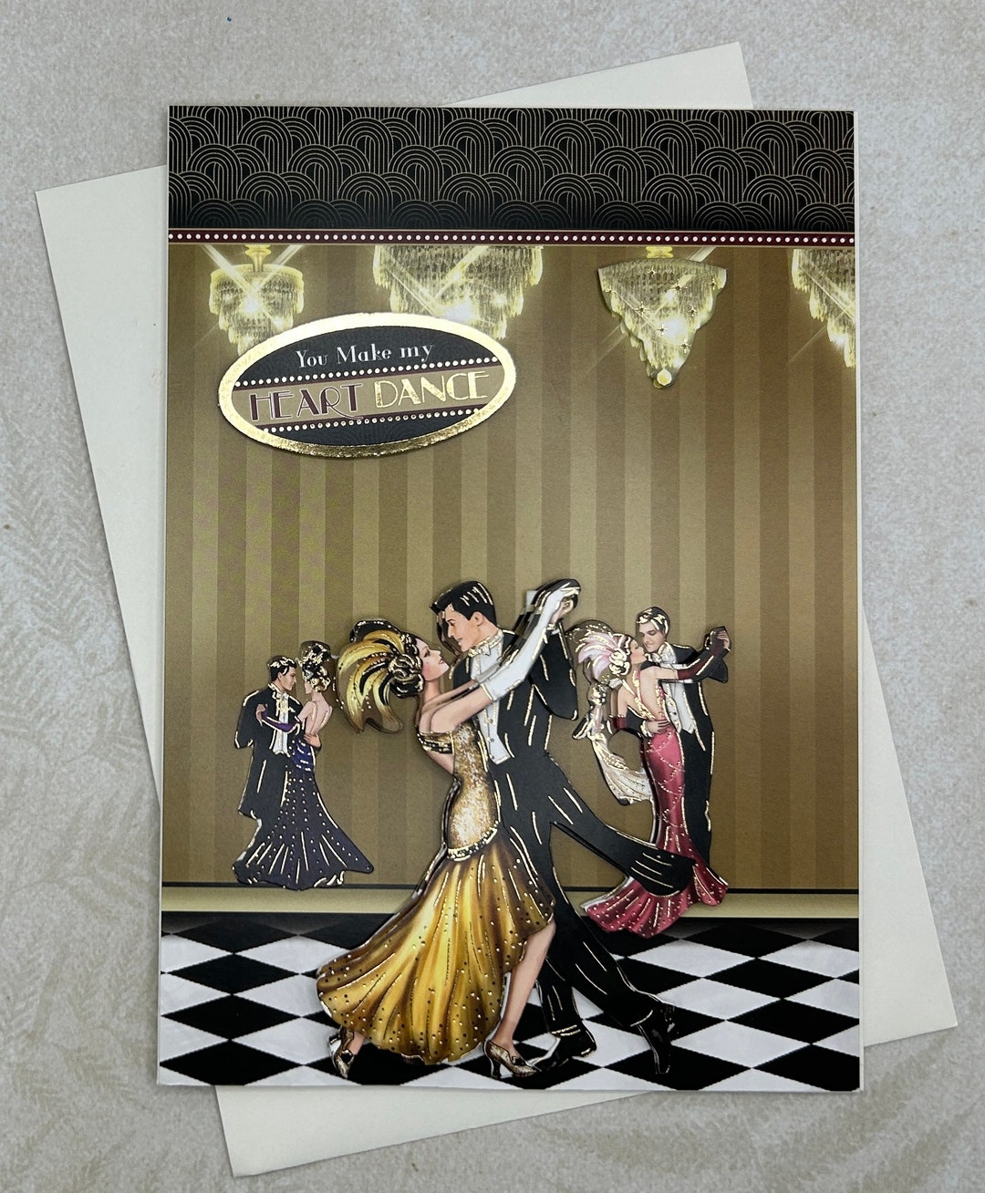Art Deco Couple Card - Etsy