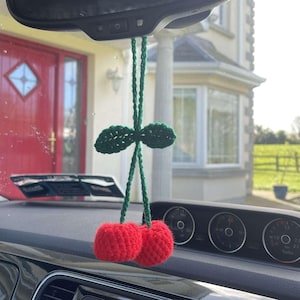 Crochet Car Hangings- Strawberry, Flower, Cherry