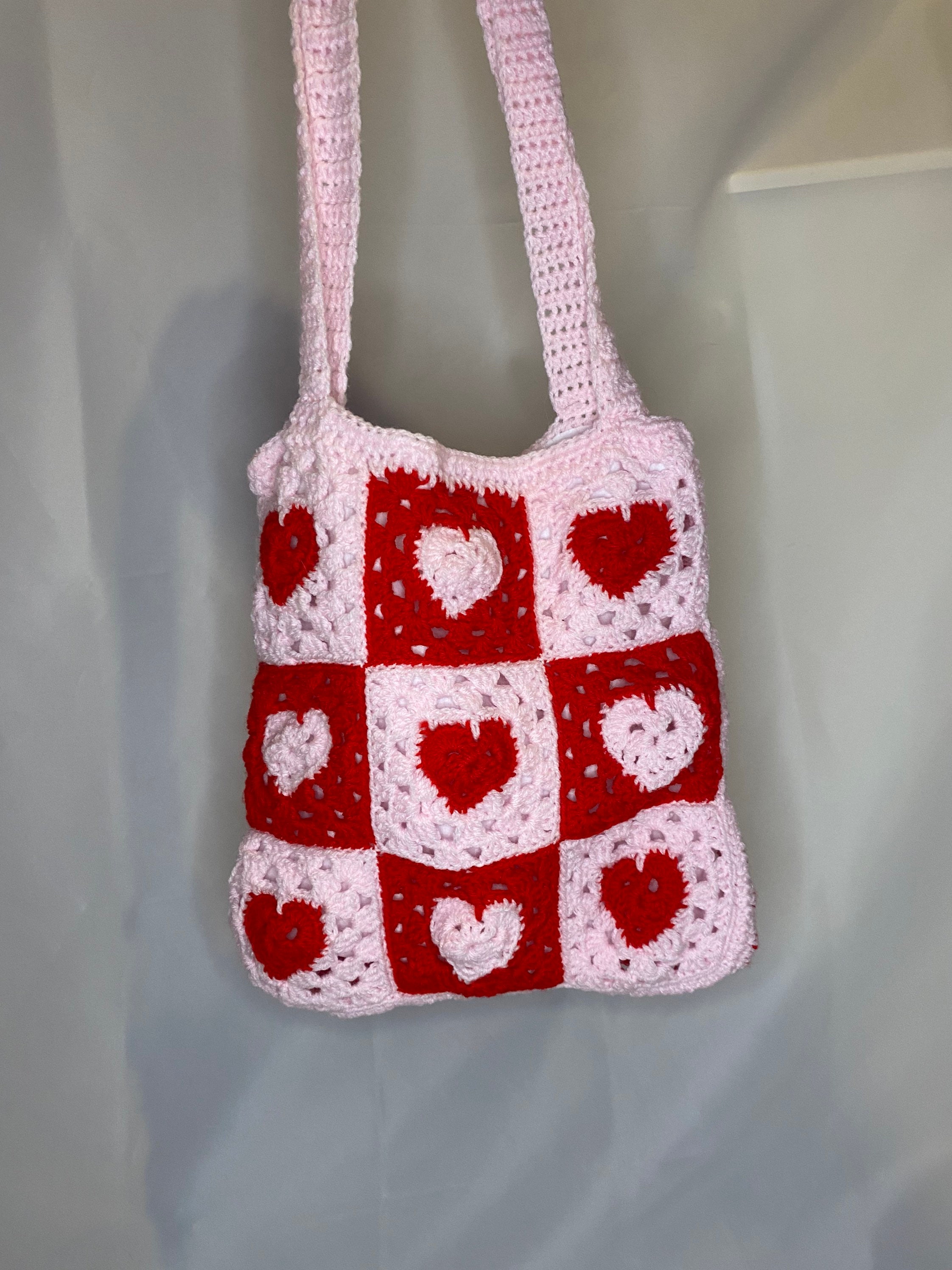 Crochet Heart Tote Bag - Etsy
