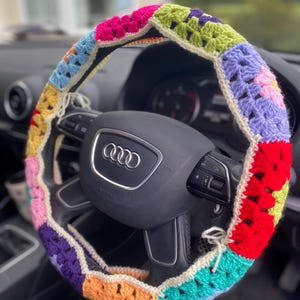 Handmade Crochet Flower Steering Wheel Cover