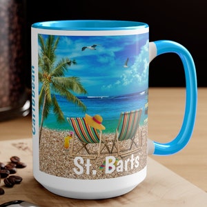 St Barts Coffee Mugs, Unique St. Barts 5 COLORS Memento, FREE SHIPPING, St. Barts Souvenir, St. Barts keepsake, St. Barts Gift, St. Barts