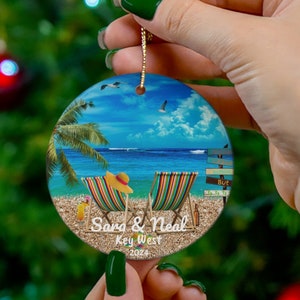 Key West CUSTOM Christmas Ornament, Unique Key West Keepsake, Nice Key West Heirloom, FREE SHIPPING (Big Value) Great Custom Key West Gift