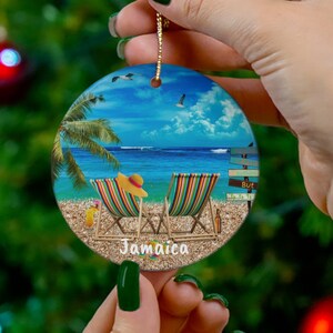 Jamaica CUSTOM Christmas Ornament, Unique Jamaica Keepsake, Nice Jamaica Heirloom, FREE SHIPPING (Big Value) Custom Jamaica Christmas Memory