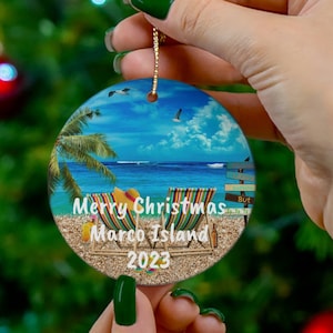 Marco Island CUSTOM Christmas Ornament, Unique Marco Island Keepsake, Marco Island Heirloom, FREE SHIPPING, Marco Island Memento, Marco Gift