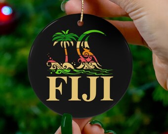 Adorno navideño de Fiji, recuerdo único de Fiji, reliquia de Fiji, envío gratis, recuerdo de Navidad de Fiji, regalo personalizado de Fiji, bonitos recuerdos de Fiji
